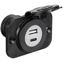 Гніздо 2хUSB: Type-A/Type-C 12/24 В поліамід чорний Osculati для судна човна і катера
