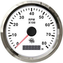Тахометр з лічильником мотогодин 8000RPM судновий для човна і катера білий/нержавіюча сталь Osculati