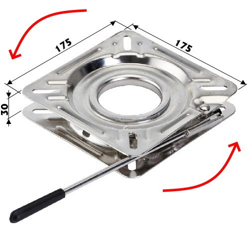 Оснування крісла обертове зі стопором нержавіюча сталь Osculati для човна і яхти фрикційний механізм 175x175x30 мм