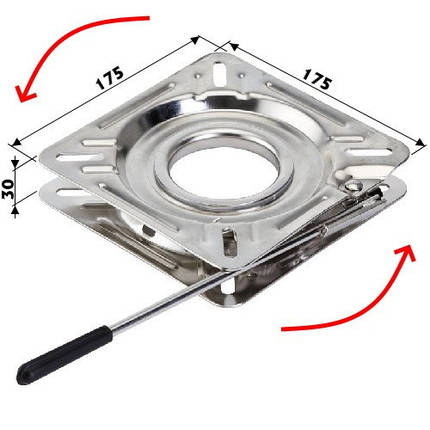 Оснування крісла обертове зі стопором нержавіюча сталь Osculati для човна і яхти фрикційний механізм 175x175x30 мм, фото 1