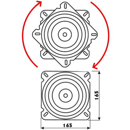 Оснування крісла обертове сталь Osculati для човна і яхти без стопора фрикційний механізм чорне 165x165x22 мм, фото 2
