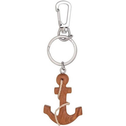 Брелок “Якір” дерево Batela - сувенірний брелок з дерева з карабіном і кільцем з нержавіючої сталі Іспанія, фото 1