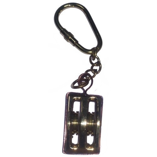 Брелок “Яхтовий подвійний блок” латунь Azur Marine - сувенір з карабінами та ланцюжком розміри 32x20 мм Франція