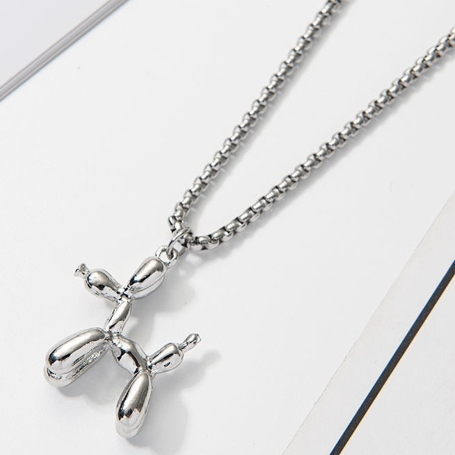 Ланцюг із кулоном LIKOE собачка болонка сріблястий Stainless Steel розмір 35х30 мм розмір ланцюга 70 см 3 мм