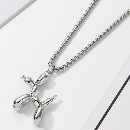 Ланцюг із кулоном LIKOE собачка болонка сріблястий Stainless Steel розмір 35х30 мм розмір ланцюга 70 см 3 мм, фото 1