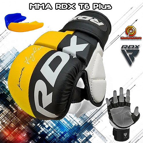 Рукавички для ММА RDX T6 Plus Rex Yellow XL з капою професійні бойові перчатки для тренувань і змагань