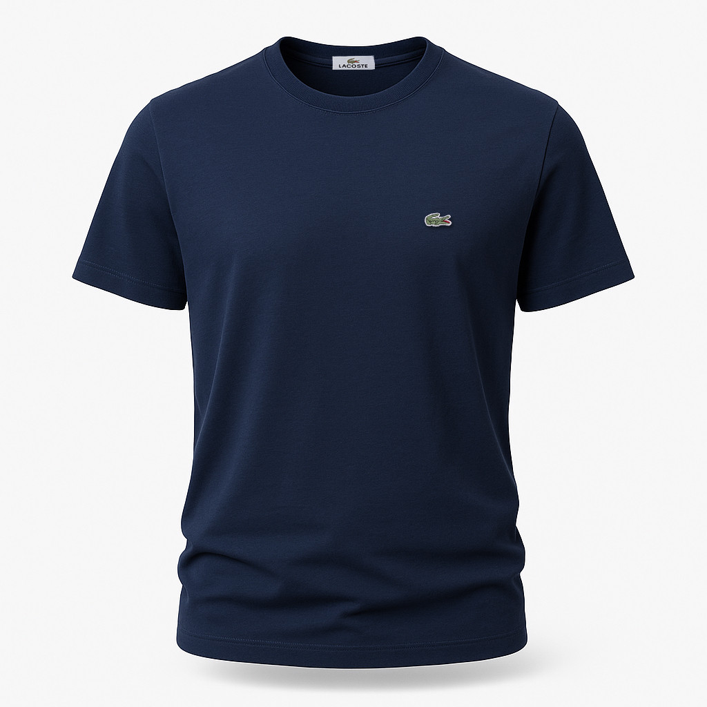 Чоловіча футболка Lacoste синя з фірмовою вишивкою, фото 1