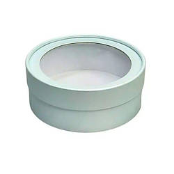 Коробка кругла 17х7 см з прозорою кришкою м'ята перламутр