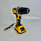 Шуруповерт з 2 акумуляторами 24V 5A/h Li-Ion, ударний шурупокрут з набором інструментів у кейсі JMX-6939-Yellow, фото 9