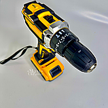 Шуруповерт з 2 акумуляторами 24V 5A/h Li-Ion, ударний шурупокрут з набором інструментів у кейсі JMX-6939-Yellow, фото 5