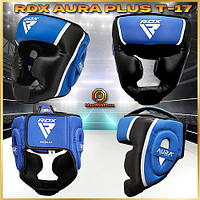 Боксерський шолом RDX AURA PLUS T17 Blue/Black S з капою захисний шолом для боксу, ММА та єдиноборств