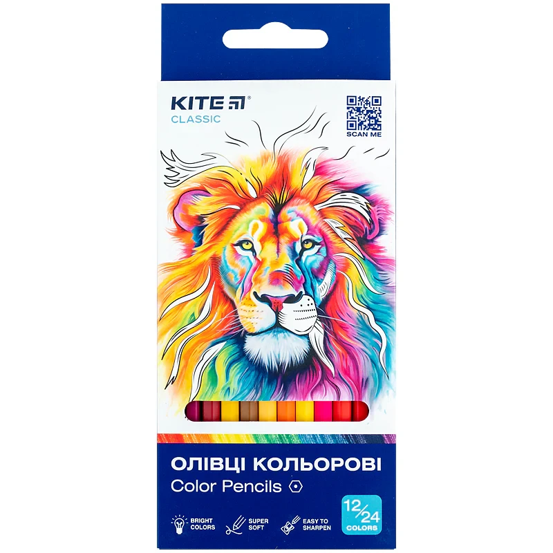 Олівці Kite Classic кольорові двосторонні, 12 шт., фото 1