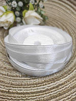 Стрічка атласна 0.9см. Біла (рулон 32 метри), А09-01-32