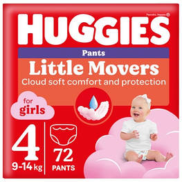 Підгузки Huggies Little Movers/Pants 4 (9-14 кг) Box для дівчаток 72 шт (5029053564098) - оригінал
