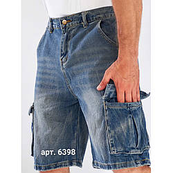 Чоловічі джинсові шорти Карго "Фабричний Китай" Розміри: 44,46,48,50, 50,52,54,56 (29057)