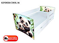 Дитяче ліжко Kinder Cool 16 Панда з шухлядою та захисним бортиком, спальне місце на ламелях