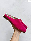 Мюлі жіночі з замшу фуксія зі світлою підошвою, фото 2