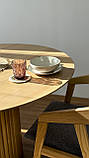 Круглий дизайнерський стіл "Батл" 120 см для ресторану з дерева ясен з дизайнерським зрізом, фото 3