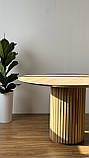 Круглий дизайнерський стіл "Батл" 120 см для ресторану з дерева ясен з дизайнерським зрізом, фото 2