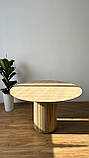 Круглий дизайнерський стіл "Батл" 120 см для ресторану з дерева ясен з дизайнерським зрізом, фото 6