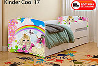 Дитяче ліжко Kinder Cool 17 Принцеса з шухлядою та захисним бортиком, спальне місце на ламелях
