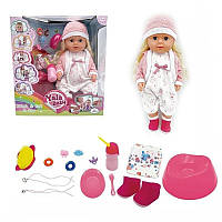 Лялька Пупс 45 см з рухливими кінцівками плаче п'є з пляшечки ходить на горщик знімний одяг аксесуари для гри