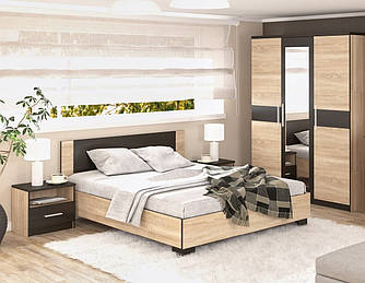 Спальня гарнітур Вероніка Меблі Сервіс (Шафа, Ліжко 160, 2Тумби) Сонома/Венге