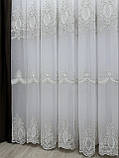 Тюль на основі бамбука з шеніловою вишивкою. Колір: капучино, фото 5