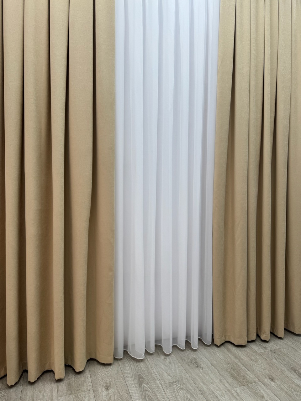 Однотонна штора мікровелюр Колір: бежевий, фото 1