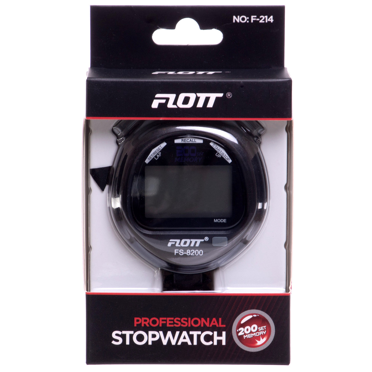 Секундомір 200 результатів пам'яті FLOTT FS-8200 чорний, фото 1
