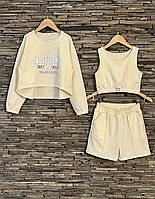 Дитячий костюм- трійка. Тканина двонитка. 134- 152 зріст.