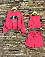 Дитячий костюм- трійка. Тканина двонитка. 134- 152 зріст.