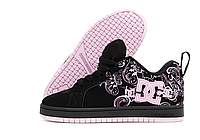 Жіночі кросівки кеди DC чорно-рожеві Court Graffik Black Pink Sabbath Дісі нубук для дівчат