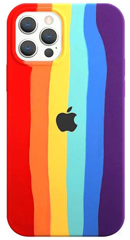 Силіконовий чохол для iPhone 12 Pro / 12 - Rainbow, Різнокольоровий / Червоний