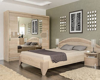 Спальня Аляска МС Гарнітур ( Шафа, Ліжко 160, Ламелі, 2 тумби) Самоа/Каппучіно