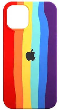 Силіконовий чохол для iPhone 12 Pro Max - Rainbow, Різнокольоровий / Червоний