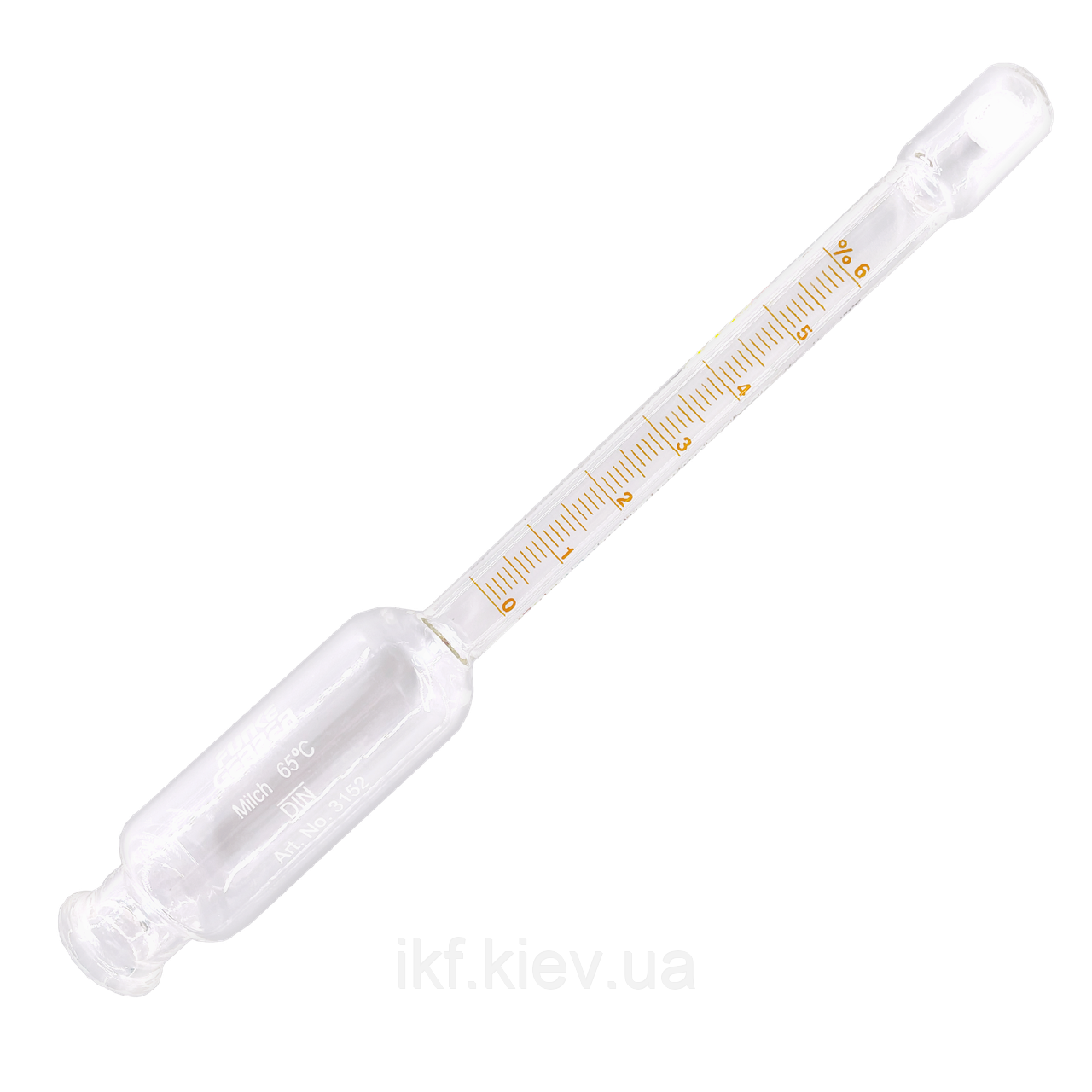 Бутирометр (жиромір) для молока 0-6% з кроком 0,1 Funke Gerber, без пробки, фото 1