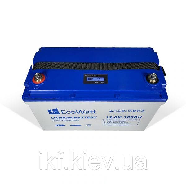 Акумулятор літій-залізо-фосфатний LiFePO4 Ecowatt LED, 12,8 В 100Ah (для котла, будинку, квартири), фото 1