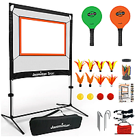 Ігровий набір Jazzminton (ракетки, м'ячі, волани, сітка + розбірна рама, сумка) / Спортивна гра преміум бадмінтон
