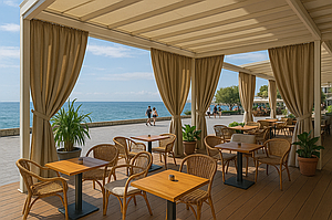 Curtains for a street shop, minimarket, supermarket, kiosk, stall, pavilion