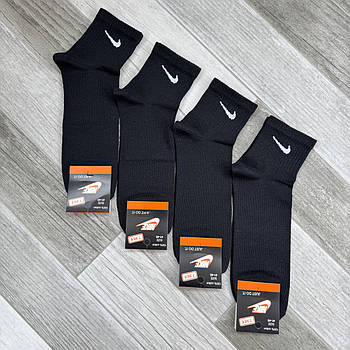 Шкарпетки чоловічі демісезонні бавовна короткі Nike Tennis, розмір 41-45, чорні, 05025