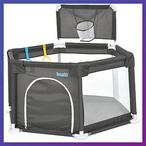 Дитячий ігровий манеж із баскетбольним кільцем Bambi MR 1340-G Сірий