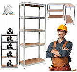 Металевий складський стелаж, полиці для майстерні, підвалу або гаража 180x90x40, 5 полиць, до 875 кг навантаження, фото 5