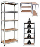 Металевий складський стелаж, полиці для майстерні, підвалу або гаража 180x90x40, 5 полиць, до 875 кг навантаження, фото 4