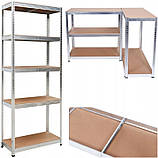 Металевий складський стелаж, полиці для майстерні, підвалу або гаража 180x90x40, 5 полиць, до 875 кг навантаження, фото 7