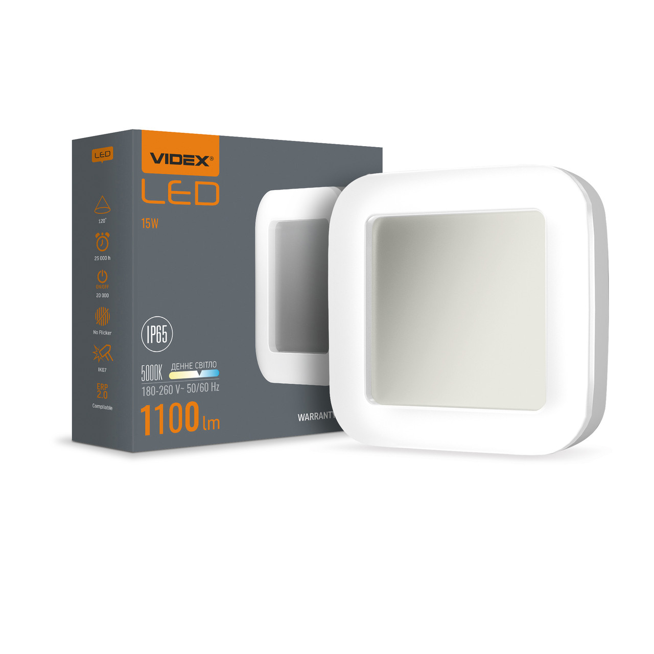 LED світильник Art IP65 квадратний Videx 15W 5000K VL-BHFS-155 25246