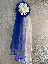 Ікебана на весільну машину синя. Прикраси на весільний автомобіль