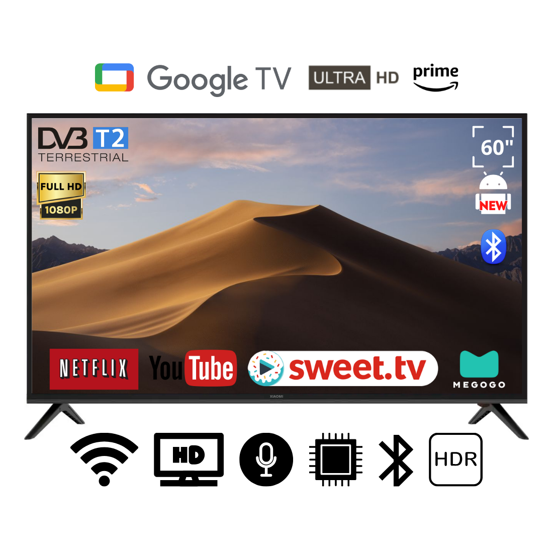 Телевізор Xiaomi 60" 4К UHD Smart TV, DVB-T2