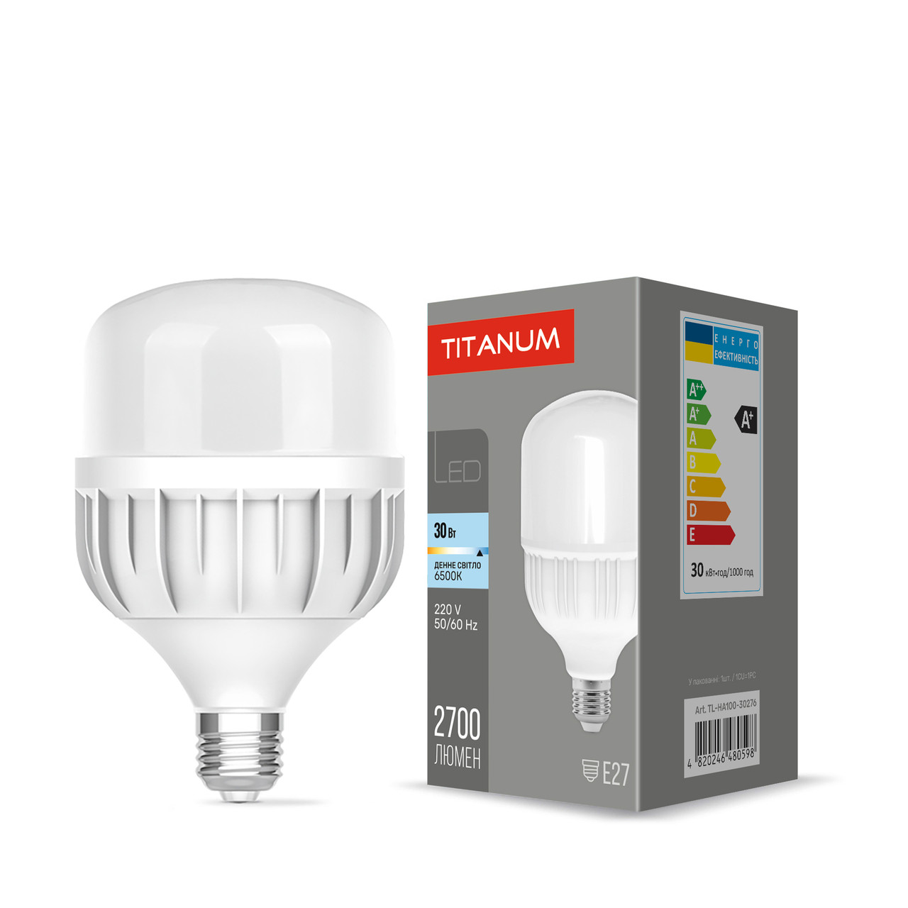 LED лампа Titanum A100 30W E27 6500К TL-HA100-30276 26394