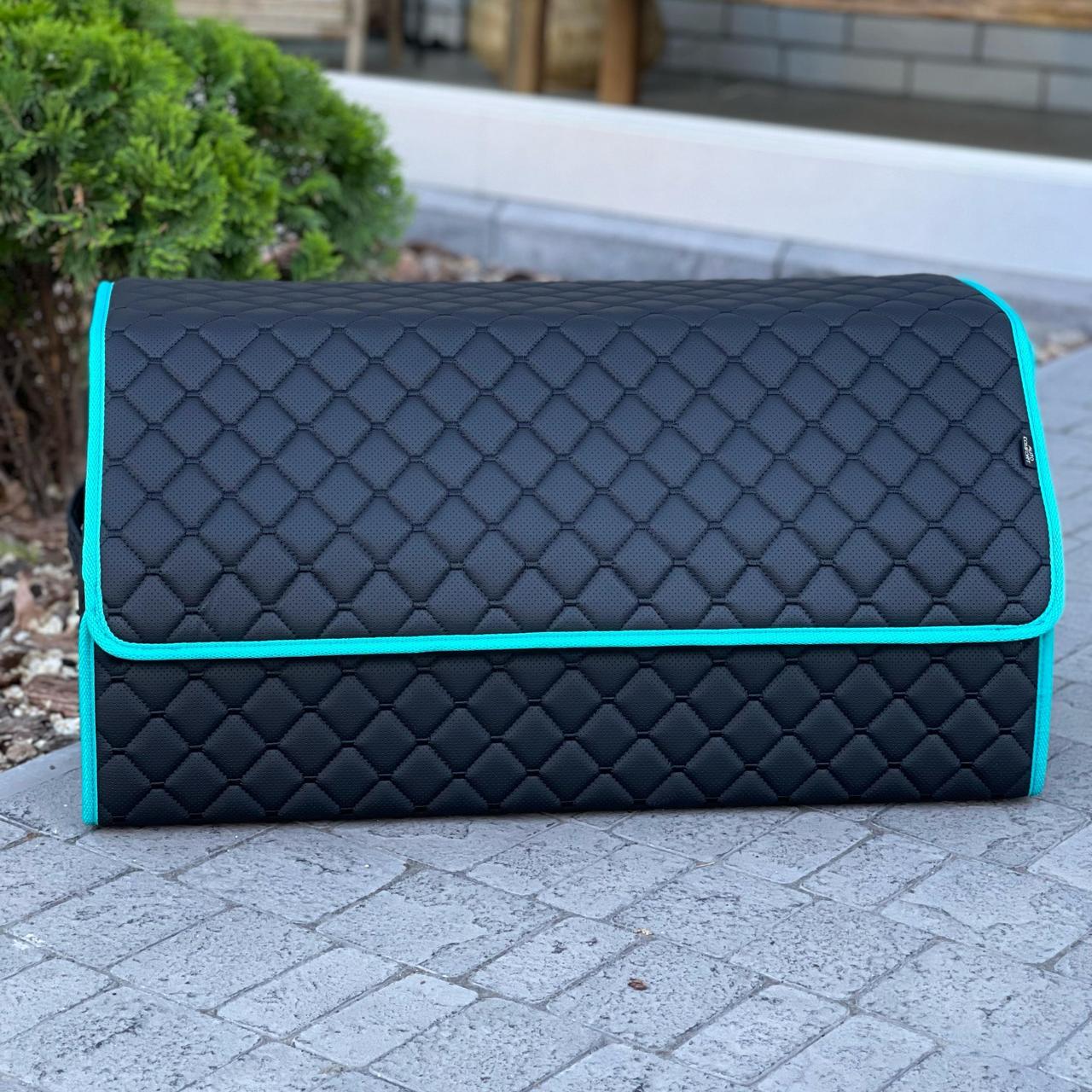 Органайзер у багажник, чорний з бірюзовою підкладкою, 65 см, автомобільний органайзер в авто, фото 1